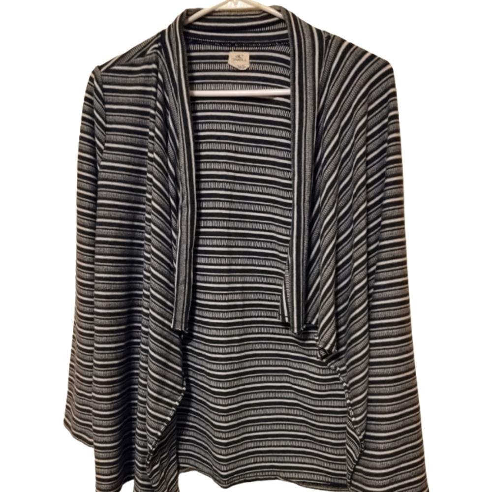 O'Neill women's  Black White striped Open Cardigan jacket Size Small